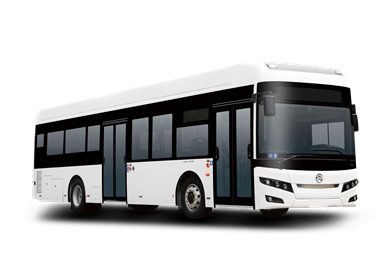 Golden Dragon PIVOT E12 electric city bus, front three-quarter view (maker product image, small)