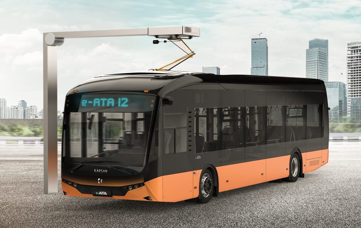 Karsan e-ATA charging under a pantograph